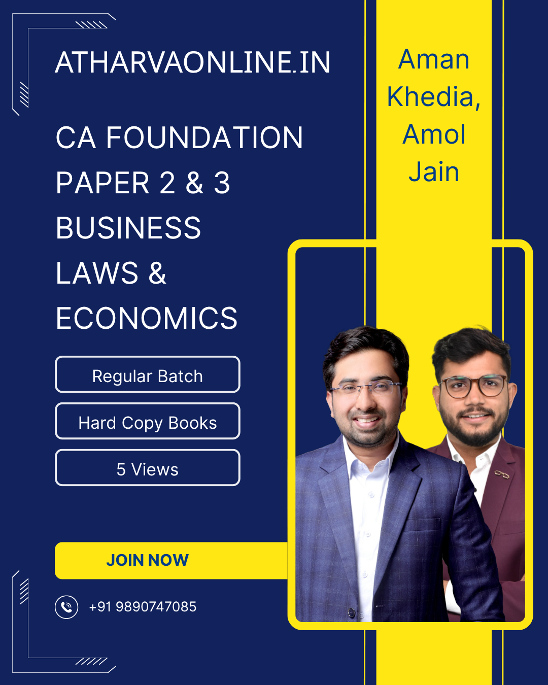 CA Foundation Law, Maths Regular Batch 100%Live/Recorded by Prof. Aman Khedia & CA Amol Jain for Sep 26 & Jan/May 27 Exams